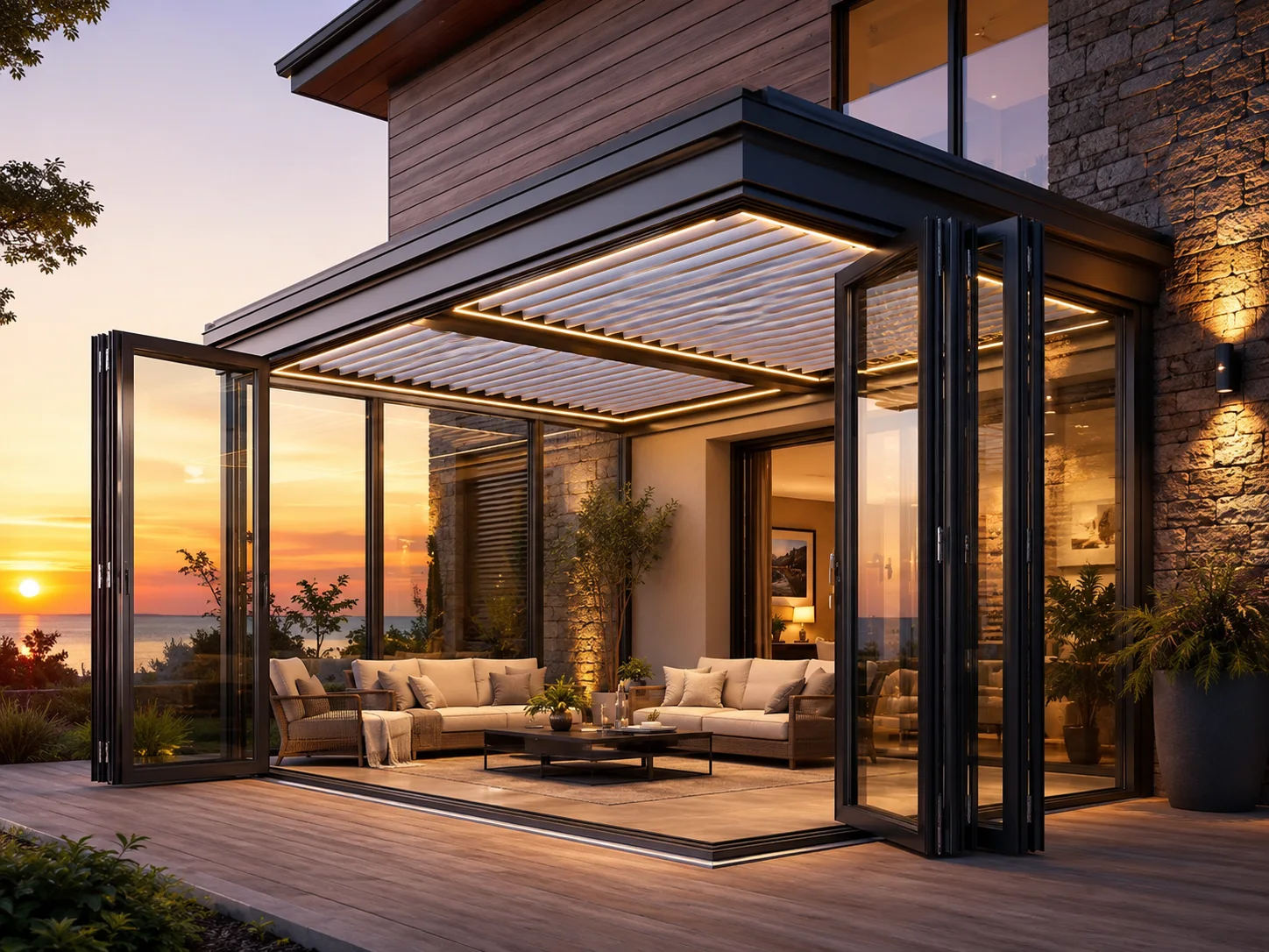 Çatı terasında ölçüye özel pergola uygulaması