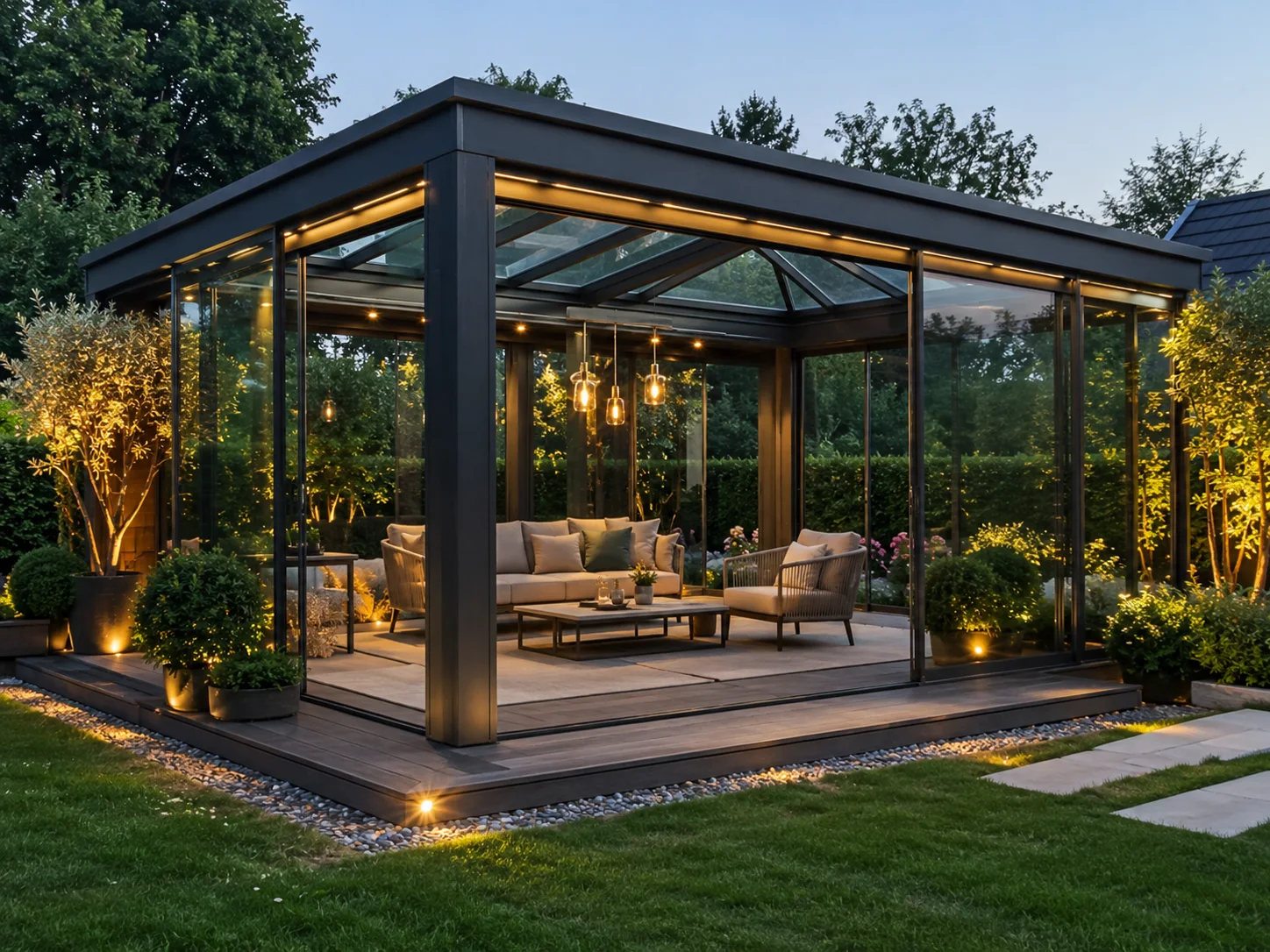 Afyonkarahisar villa bahçesinde ölçüye özel modern pergola sistemi