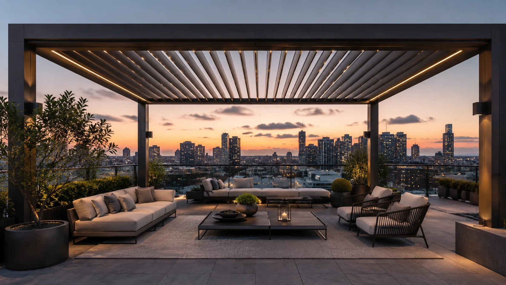 Bingöl villa bahçesinde ölçüye özel modern pergola sistemi