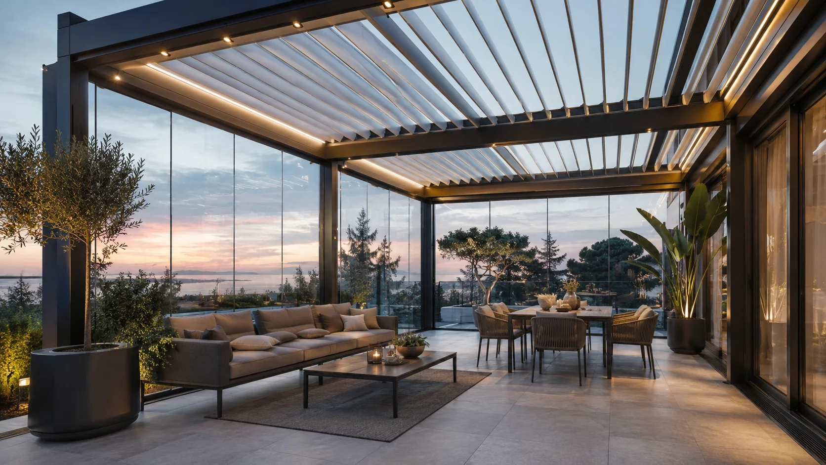 Bitlis villa bahçesinde ölçüye özel modern pergola sistemi