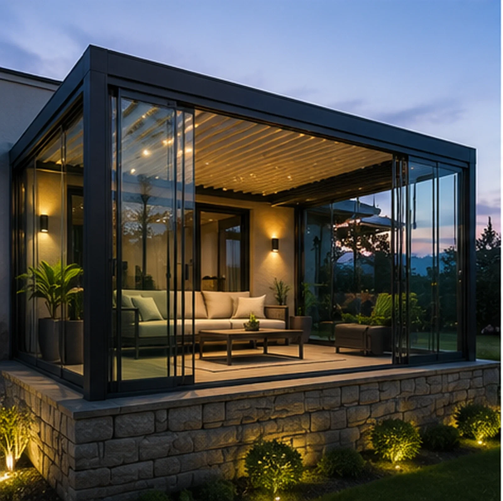 Edirne villa bahçesinde ölçüye özel modern pergola sistemi