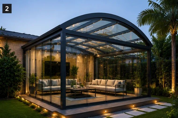 Tokat villa bahçesinde ölçüye özel modern pergola sistemi