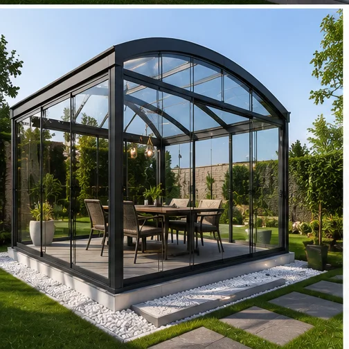 Tunceli villa bahçesinde ölçüye özel modern pergola sistemi