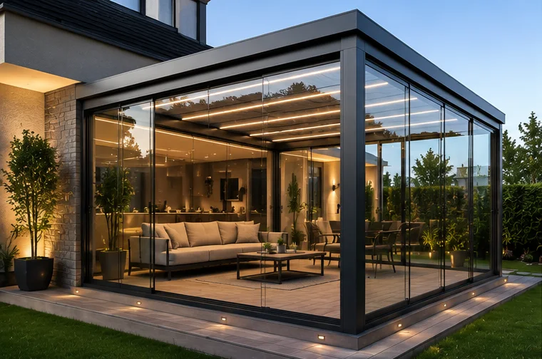 Van villa bahçesinde ölçüye özel modern pergola sistemi