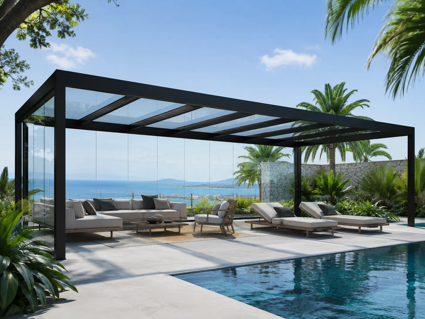 Zonguldak villa bahçesinde ölçüye özel modern pergola sistemi