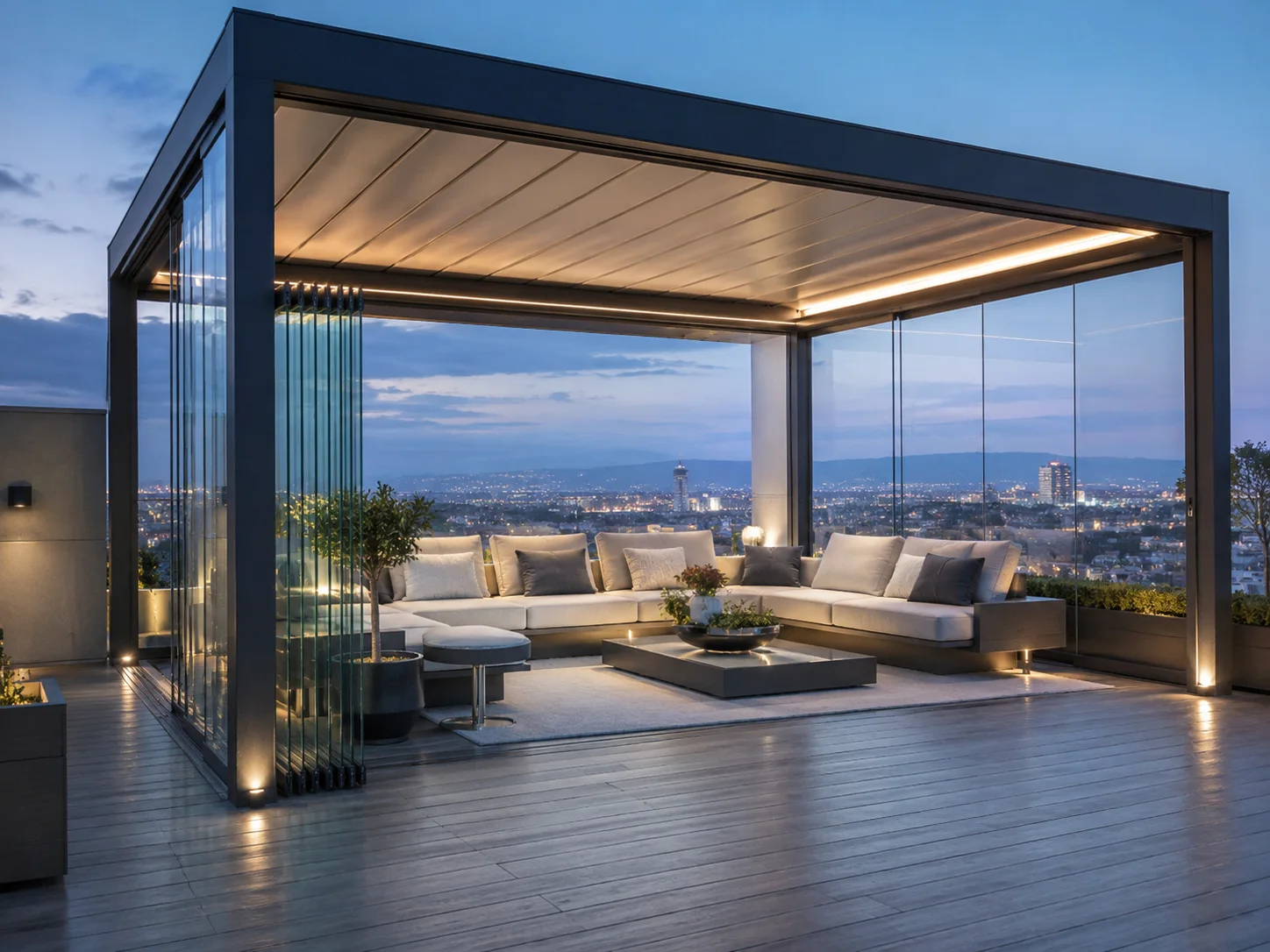 Katlanır ve sürgülü cam balkon için ölçüye özel hazırlanan alüminyum ray ve cam paneller