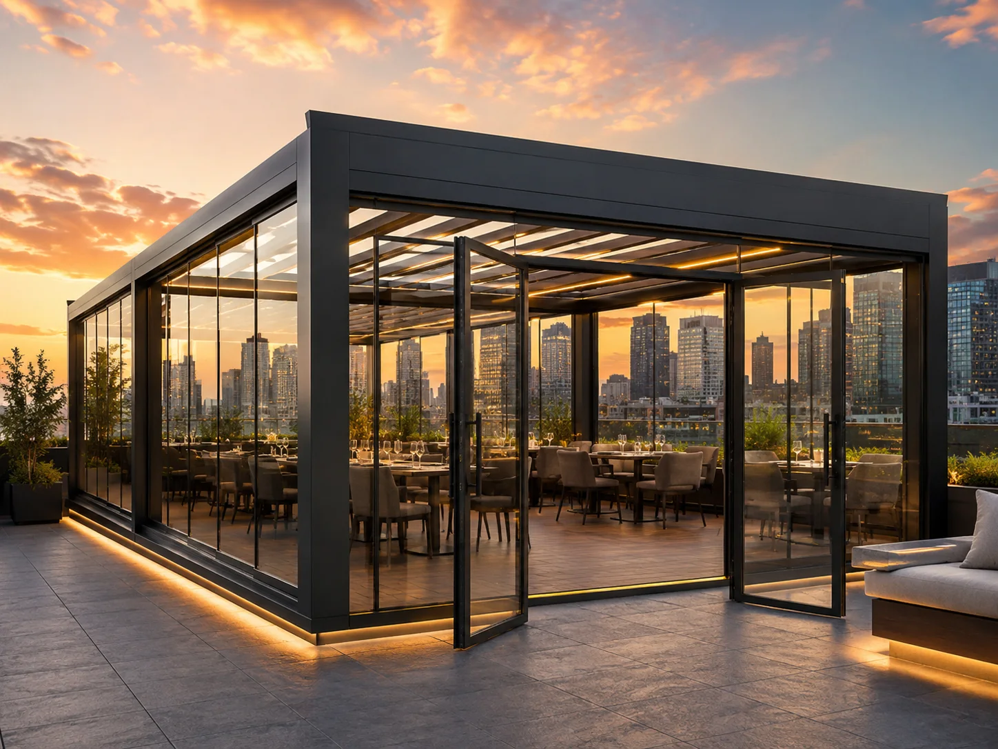 Atölyede ölçüye özel hazırlanan alüminyum pergola profil ve tavan bileşenleri